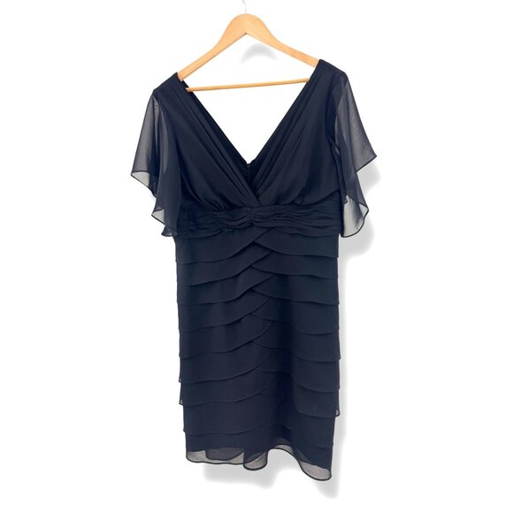 Scarlett Nite Black Tiered Sheath Dress Size 16 Wedding Evening Special Occasion - Picture 2 of 7